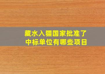 藏水入疆国家批准了 中标单位有哪些项目